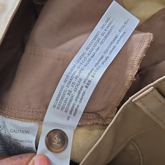 Zara Faux Leather Tan Trouser Pants Contemporary Modern Minimalist - Picture 7 of 9